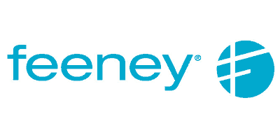 Feeney Logo – Official Branding of Feeney Inc., Featuring a Modern Blue and White Design Representing Premium Cable Railing, Architectural Products, and Innovative Building Solutions.