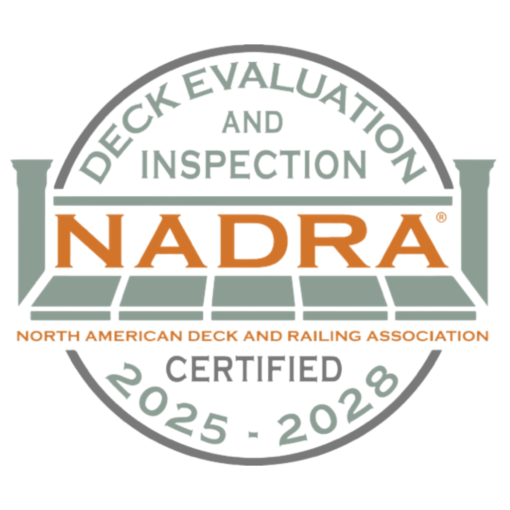 NADRA Deck Evaluation and Inspection Certified Badge (2025–2028) – signifies Hawaii Deck Builders' (Hilweh Builders) commitment to safety and excellence in deck construction.