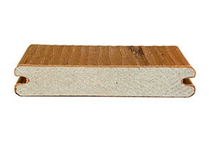 TimberTech decking board highlighting the fully encapsulated 4-cap layer on all sides.